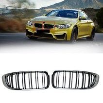 자동차 크롬 광택 블랙 M Look Front Grill Fit-BMW 4 시리즈 F82 F80 F32 F36 F33 14-17, 실버 & 블랙, 하나