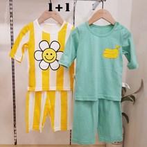 (1+1패키지특가) 모이모이깜피 유니프랜드 블루ST바나나+치즈스마일 선염7부내의 2벌세트