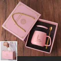 다도세트개업회사송년회선물보온컵텀블러, 핑크 싱글 컵-선물함