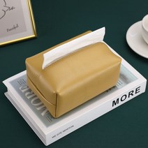 퓨어 컬러 마카롱 티슈 케이스 가죽 냅킨 수납 가방 크리에이티브 레스토랑 종이 뽑기 자동차 인스 소프트, 노란색