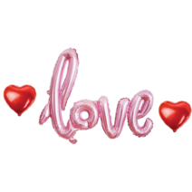 Love 필기체 풍선 하트 세트 프로포즈 고백 이벤트, 05.Love-필기체-핑크