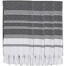 4개 세트 다이아몬드 직조 터키산 면 목욕 해변 해먹 Peshtemal 타월 푸타 담요 XL 사전 세탁 그레이 USA 미국, Black