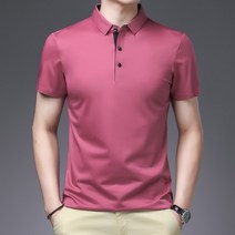 단단한 옷깃 짧은 소매T셔츠 남자의 느슨한 캐주얼 여름 새로운 남자의 부드러운 통기성 코튼 셔츠 반 소매 얇은