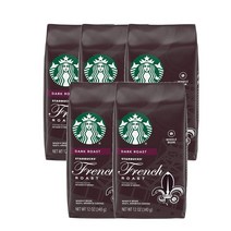 스타벅스 홀 빈 커피 다크 로스트 프렌치 로스트 12Oz Starbucks Whole Bean Coffee Dark Roast French Roast, 5팩