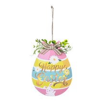GHSHOP 창에 대 한 빛 축제와 나무 부활절 문 기호 플라크 행복 한 부활절, 목재, 화려한