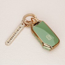 튜모 기아 K3 K5 K7 K8 K9 스포티지 쏘렌토 카니발 EV6 니로 스팅어 모하비 레이 모닝 TPU 골드라인 스마트키케이스 키링, KN-01, 큐빅오링-올리브그린