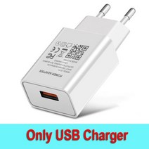 화웨이 P 스마트 Z Y8P P40 P30 P20 라이트 명예 10 9 8 타입 C USB 충전 케이블 18W EU 벽 플러그 QC 3.0 충전기, Only White Charger