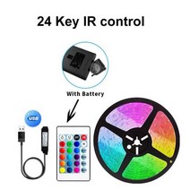 산업용컴퓨터 산업용PC 미니PC 산업용피씨 Led RGB 5050 스트립 게임 룸 장식 블루투스 앱 5V 와이파이 조명 USB 저전압 절단 가능 테이프 원격 제어 341, 24IR Remote, 10m full set