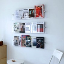 선반 벽걸이 벽 아크릴 잡지 책 수납 경량 벽면 책꽂이 장식, 투명 단층 100cm길이