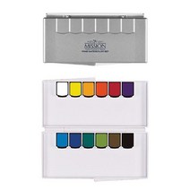 제이트리미젤로 미션 실버클래스 고체 팬물감 12색 선명한 부드러운 컬러 수체화 펜물감 채색 세트 그림+jaytreㄷ, 이상품선택해요!