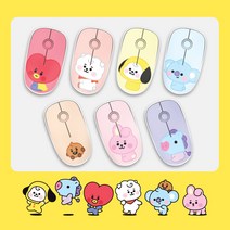 [5핀케이블증정] BT21 베이비 캐릭터 무선 마우스 소리안나는 치미 타타 슈키 쿠키 코야 알제이 망 무소음 작은 귀여운 강아지 토끼 핑크 레드 하트 굿즈 키보드 커플, 무선마우스 슈키+5핀케이블