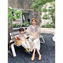D536 모녀룩 엄마딸 퍼프소매 톡톡튀는 러블리 로맨틱룩 맘커플룩 원피스