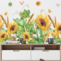 홈데코 포인트 스티커 해바라기 벽지 스티커 장식 거실 방수 플라워 자연풍경 찬장 데코스티커 북유럽 인테리어 소품 14종, 12번