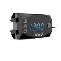 자동차 시계 아날로그 디지털 차량 인테리어 튜닝 DC 6V-30V 3 1 디지털 시간 시계 + 온도계 + 전압 전압계, 03 파란