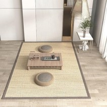 일본식 다다미 대나무 매트 카펫 밀짚 전통 찻집 차 테이블 여름 카페트 러그(소자 두께보통), 네추럴 - 두께 1cm