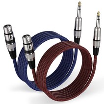 정품 FURUI XLR 암 14인치 케이블 25피트 2팩 나일론 꼰 마이크 6.35mm TRS 밸런스 케이블은 샷건 녹음 스튜디오 등과 호환 가능 1208360, 6Feet-2Pack