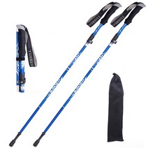 JENMV 5단 등산 스틱 초경량 등산스틱 2p 1세트 노르딕워킹스틱+ 스틱 케이스, 롱(적합신장 170cm-190cm), 네이비