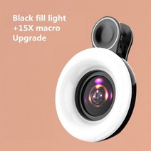 매크로 렌즈 LED 범용 플래시 스마트 폰 휴대용 라이트 클립 15X 필 링 셀카 라이브 램프 카메라, 02 Blacklight 15X macro