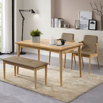 소티디자인 카리노 원목 4인 벤치 식탁세트 - 2color, 내추럴