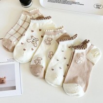 면 양말 암소 곰 과일 딸기 하트 여름 5 켤레