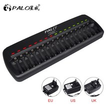 4-24 슬롯 1.2v AA 배터리 충전기 Ni-MH Ni-CD 충전식 3A 2A 스마트 고속, 07 16 Slots Charger A_02 EU