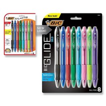 BIC 벨로시티 볼드 클릭형 볼펜 포인트 (1.6 mm) 검정색 12개, Assorted_8 Count (Pack of 1)