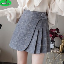 SHENGBO 여성 패션 모직 미니 스커트 주름치마 스커트 치마+HY107WH