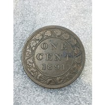 캐나다 1891 빅토리아 여왕 머리 1 센트 청동 동전 올드 파티나 기념주화 행운의 상징 대박기원선물