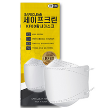 세이프크린 KF80 황사 미세먼지 마스크 대형 100매, 화이트, 5개