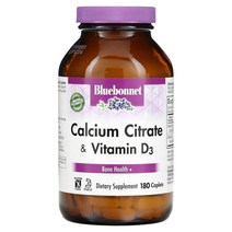 Bluebonnet Nutrition (블루보넷 뉴트리션) Bluebonnet Nutrition 비타민 D3 함유 구연산 칼슘 캡슐 180정, 2개