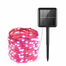 태양광 태양열 야외 램프 조명 12m22m32m 빛 요정 문자열 휴일 크리스마스 방수, 분홍색, 7m 50 led