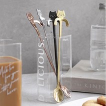 푸코 고양이 거치 롱티스푼(4color), 로즈골드