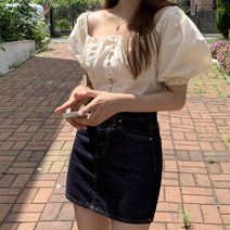 글램 셔링 콩 단추블라우스