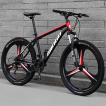 ( MTB 산악자전거 ) 24/26인치 27단 입문용 크로스컨트리 자전거, 26인치, 3포크 에디션 - 블랙레드