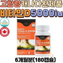 (현이) 비타민D 3 5000 IU 6개월 분 180캡슐 정 캐나다 직수입 고함량 대용량 어린이 청소년 임산부 온가족 뼈 치아 건강 비타민 디 영양제 영양 보충제 VITAMIND3