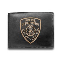 뉴욕시 경찰 부서 NYPD 정품 소가죽 레이저 각인 슬림폴드 남성용 대용량 럭셔리 지갑 미니멀리스트 매끄럽고 슬림한 블랙 카드 홀더 오거나이저 14개 포켓