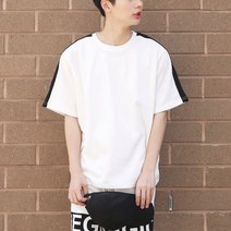 [키작은남자] 절개 배색 반팔 티셔츠