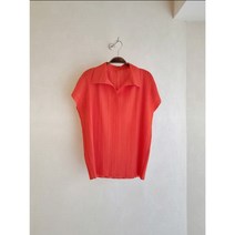 이세이 플리츠 반팔 카라넥 티셔츠 블라우스 오피스 미우새 5col