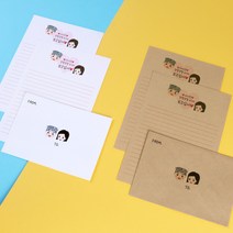 해병대 꾸나 캐릭터 제작편지지 / 곰신 군인 편지지, 봉투 10장, 크라프트