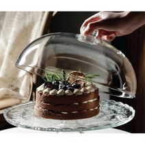 유리뚜껑 손잡이 높이있는 큰 케익 유리 디저트 트레이 원형-소형 피크닉 레스토랑용 감성