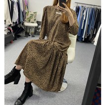 키치 호피 레오파드 루즈핏 롱 캉캉 원피스 2color