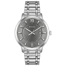 Bulova 남성용 클래식 스테인리스 그레이 다이얼 손목시계 40mm