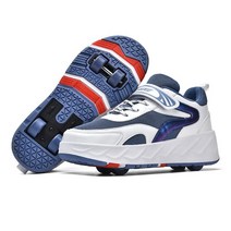 휠리스 힐리스 슈즈 운동화 여성 공용 롤러 스케이트 학생 신발, 일반 흰파 4륜, 28 190mm