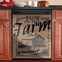 농장 수탉 식기 세척기 커버 장식용 자석 전면 문 스티커 마그네틱 패널 데칼 주방용MLGB, Vintage Farmhouse Burlap Patte, 23