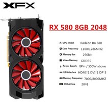 그래픽카드 XFX RX 580 570 560 550 8GB 4GB 그래픽 카드 R7 R9 370 380 8G 2GB AMD GPU Radeon RX580 1660 비디오 데스크탑, [02] RX580 8GB 2048SP, 01 RX 580 8GB 2048SP
