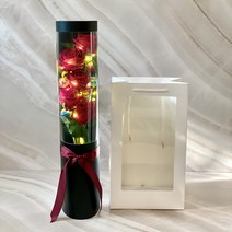 플라워 장미박스 조화꽃다발 졸업 졸업식 발렌타인데이 여자친구 100일 장미꽃한송이, 블랙, 쇼핑백 + 츄파춥스