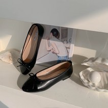 여성용 에나멜 리본 플랫슈즈 1cm ka5202