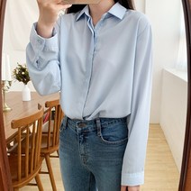 티데일리 여성용 히든버튼 찰랑 루즈 셔츠