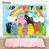 Kabodou Barbapapa 가족 사진 배경 생일 축하 베이비 샤워 장식 배너, 04 04_19 Polyester 300x200cm