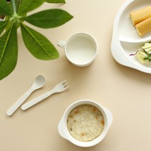 자연에서 온 무독성 BPA FREE 친환경 성인 아이 식판, 손잡이컵, 아이보리